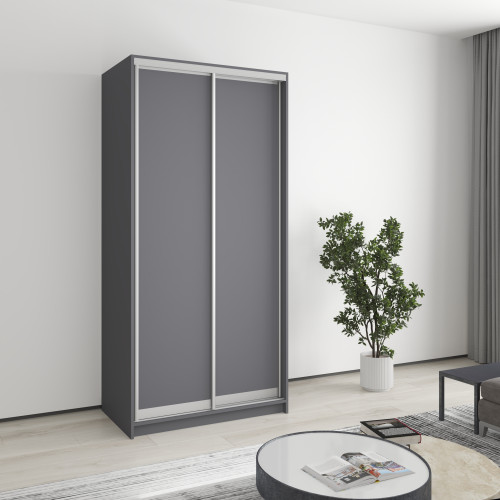MebelStar Two-door wardrobe Standard AL 2DSP Anthracite, 100x45x210 cm (MBS-2252)