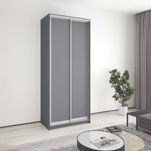 MebelStar Two-door wardrobe Standard AL 2DSP Anthracite, 100x45x240 cm (MBS-3546)