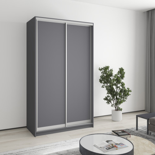 MebelStar Two-door wardrobe Uni AL 2DSP Anthracite, 120x45x210 cm (MBS-2573)