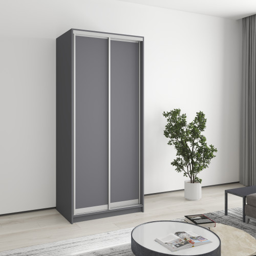 MebelStar Two-door wardrobe Standard AL 2DSP Anthracite, 90x45x210 cm (MBS-2251)