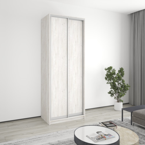 MebelStar Two-door wardrobe Uni AL 2DSP Alaska gray, 90x45x240 cm (MBS-3944)