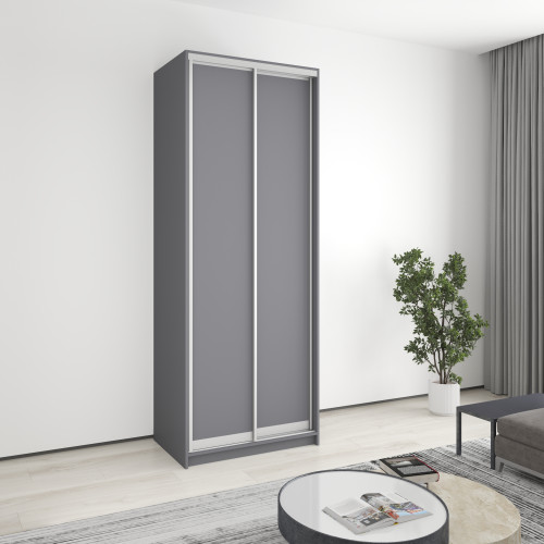 MebelStar Two-door wardrobe Uni AL 2DSP Anthracite, 90x45x240 cm (MBS-3920)