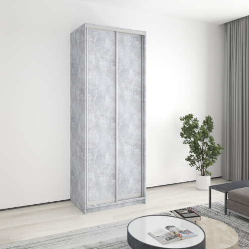 MebelStar Two-door wardrobe Standard AL 2DSP Concrete, 90x60x240 cm (MBS-3635)