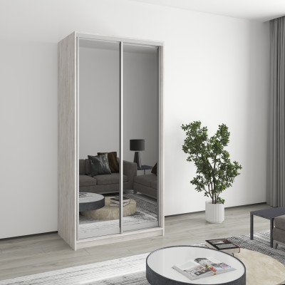 MebelStar Two-door wardrobe Standard AL 2 Mirrors Alaska gray, 100x60x210 cm (MBS-2558)