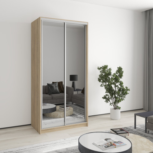 MebelStar Two-door wardrobe Standard AL 2 Mirrors Sonoma oak, 100x60x210 cm (MBS-2531)