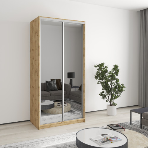MebelStar Two-door wardrobe Standard AL 2 Mirrors Tahoe Oak, 100x45x210 cm (MBS-3477)