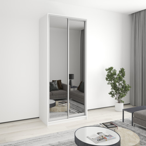 MebelStar Two-door wardrobe Standard AL 2 Mirrors Alaska white, 100x60x240 cm (MBS-3852)