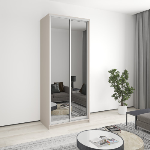 MebelStar Two-door wardrobe Standard AL 2 Mirrors Cashmere, 100x60x240 cm (MBS-3879)