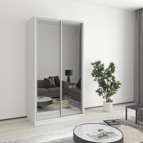 Two-door wardrobe MebelStar Standard AL 2 Mirrors 110x60x210 cm Alaska white (MBS-2514)