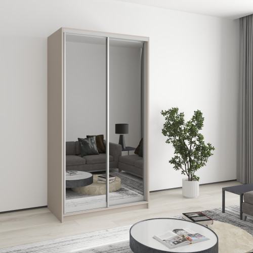 Two-door wardrobe MebelStar Standard AL 2 Mirrors 110x60x210 cm Cashmere (MBS-2541)