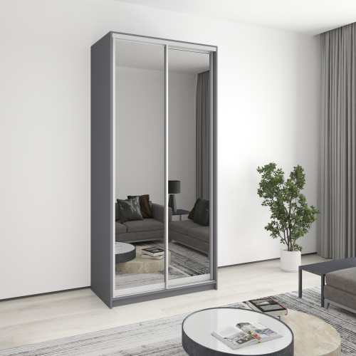 Two-door wardrobe MebelStar Standard AL 2 Mirrors 110x60x240 cm Anthracite (MBS-3862)