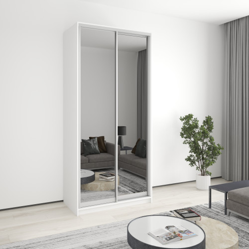Two-door wardrobe MebelStar Standard AL 2 Mirrors 110x60x240 cm Alaska white (MBS-3853)