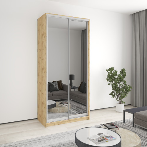 Шкаф-купе двухдверный MebelStar Стандарт AL 2 Зеркала 110x60x240 см Дуб тахо (MBS-3907)