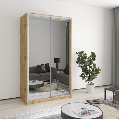 MebelStar Two-door wardrobe Uni AL 2 Mirrors Tahoe Oak, 120x60x210 cm (MBS-3510)
