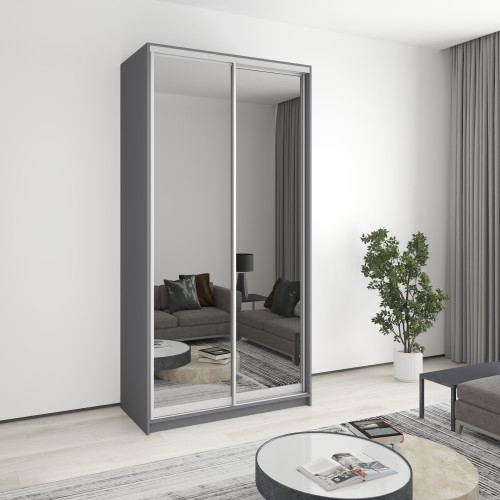 MebelStar Two-door wardrobe Uni AL 2 Mirrors Anthracite, 120x60x240 cm (MBS-4008)