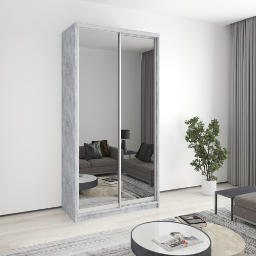 Two-door wardrobe MebelStar Standard AL 2 Mirrors 120x45x240 cm Concrete (MBS-3827)
