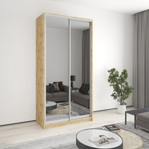 MebelStar Two-door wardrobe Uni AL 2 Mirrors Tahoe Oak, 120x60x240 cm (MBS-4038)