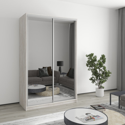 Two-door wardrobe MebelStar Standard AL 2 Mirrors 130x45x210 cm Alaska gray (MBS-2507)