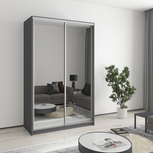 Шкаф-купе двухдверный MebelStar Стандарт AL 2 Зеркала 130x60x210 см Антрацит (MBS-2525)