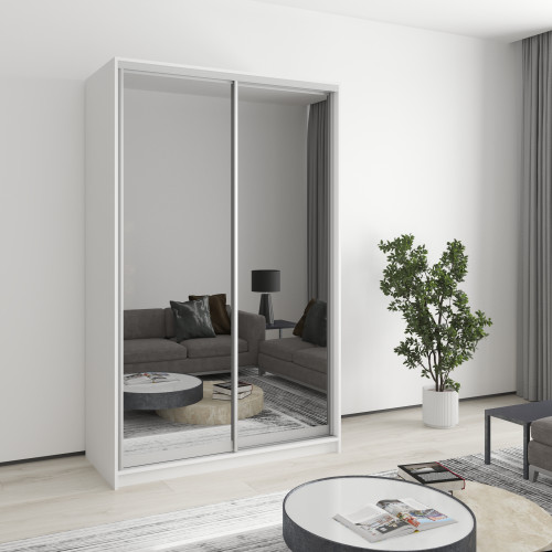 Two-door wardrobe MebelStar Standard AL 2 Mirrors 130x45x210 cm Alaska white (MBS-2462)
