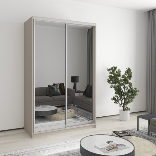 Two-door wardrobe MebelStar Standard AL 2 Mirrors 130x45x210 cm Cashmere (MBS-2489)