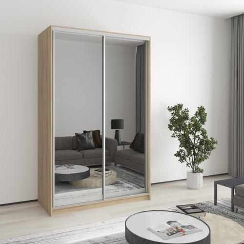 Two-door wardrobe MebelStar Standard AL 2 Mirrors 130x45x210 cm Sonoma oak (MBS-2480)