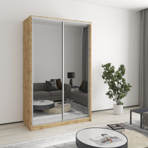 Two-door wardrobe MebelStar Standard AL 2 Mirrors 130x45x210 cm Tahoe Oak (MBS-3480)