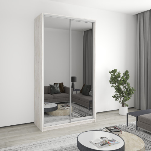 Шкаф-купе двухдверный MebelStar Стандарт AL 2 Зеркала 130x60x240 см Аляска серый (MBS-3900)