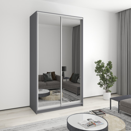 Two-door wardrobe MebelStar Standard AL 2 Mirrors 130x60x240 cm Anthracite (MBS-3864)