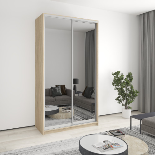 Two-door wardrobe MebelStar Standard AL 2 Mirrors 130x45x240 cm Sonoma oak (MBS-3810)