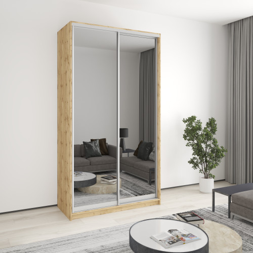 Two-door wardrobe MebelStar Standard AL 2 Mirrors 130x45x240 cm Tahoe Oak (MBS-3846)