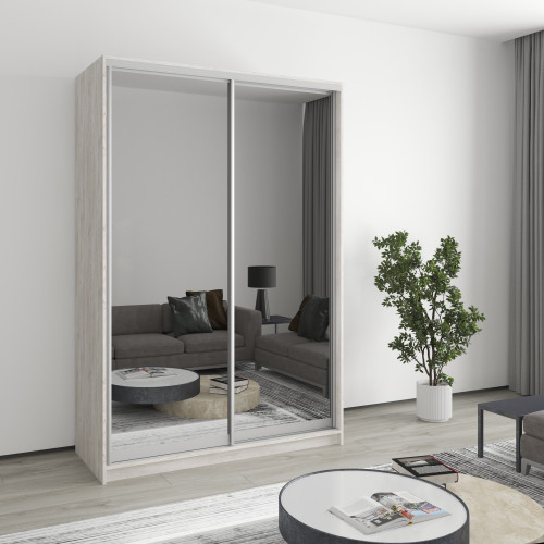 Two-door wardrobe MebelStar Standard AL 2 Mirrors 140x45x210 cm Alaska gray (MBS-2508)