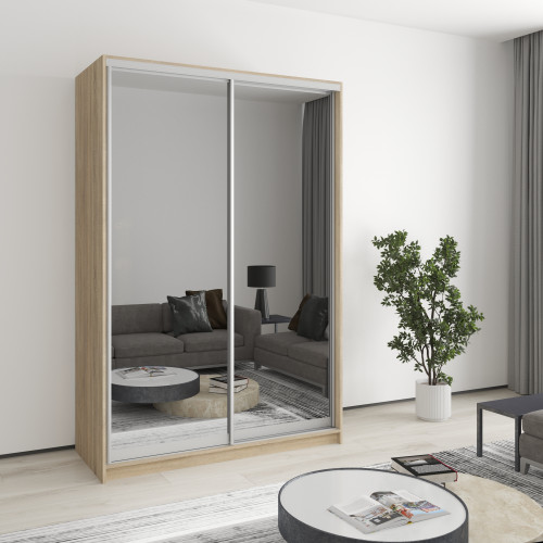 Two-door wardrobe MebelStar Standard AL 2 Mirrors 140x60x210 cm Sonoma oak (MBS-2535)