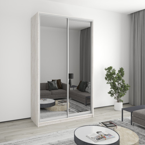Two-door wardrobe MebelStar Standard AL 2 Mirrors 140x60x240 cm Alaska gray (MBS-3901)
