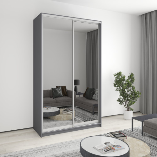 Шкаф-купе двухдверный MebelStar Стандарт AL 2 Зеркала 140x60x240 см Антрацит (MBS-3865)