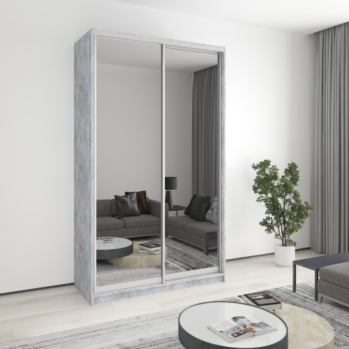 Two-door wardrobe MebelStar Standard AL 2 Mirrors 140x60x240 cm Concrete (MBS-3892)