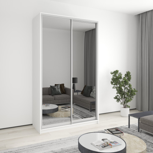 Шкаф-купе двухдверный MebelStar Стандарт AL 2 Зеркала 140x60x240 см Аляска белая (MBS-3856)