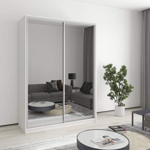 MebelStar Two-door wardrobe Combo AL 2 Mirrors Alaska white, 150x45x210 cm (MBS-2770)