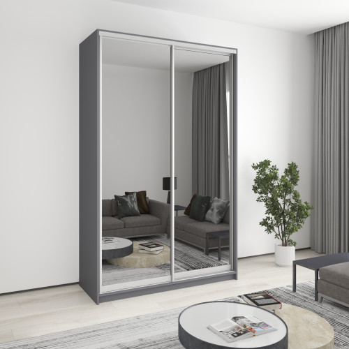 Шкаф-купе двухдверный MebelStar Комбо AL 2 Зеркала 150x60x240 см Антрацит (MBS-4184)