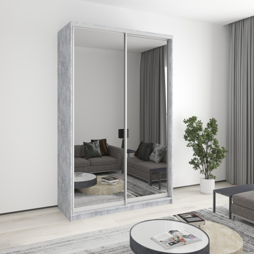 Two-door wardrobe MebelStar Standard AL 2 Mirrors 150x60x240 cm Concrete (MBS-3893)