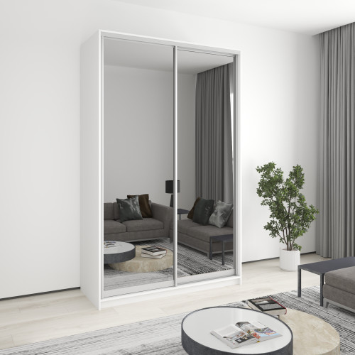 Two-door wardrobe MebelStar Standard AL 2 Mirrors 150x45x240 cm Alaska white (MBS-3794)