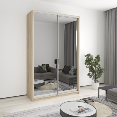 MebelStar Two-door wardrobe Combo AL 2 Mirrors Sonoma oak, 150x60x240 cm (MBS-4188)
