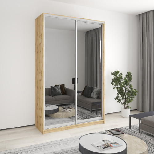 MebelStar Two-door wardrobe Combo AL 2 Mirrors Tahoe Oak, 150x45x240 cm (MBS-4176)