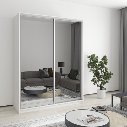 Шкаф-купе двухдверный MebelStar Стандарт AL 2 Зеркала 160x45x210 см Аляска белая (MBS-2465)