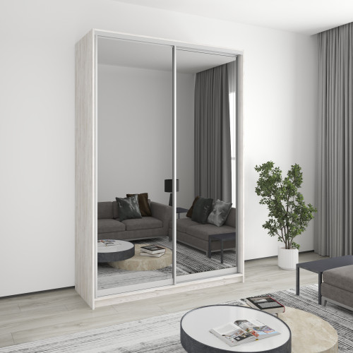 Two-door wardrobe MebelStar Standard AL 2 Mirrors 160x60x240 cm Alaska gray (MBS-3903)