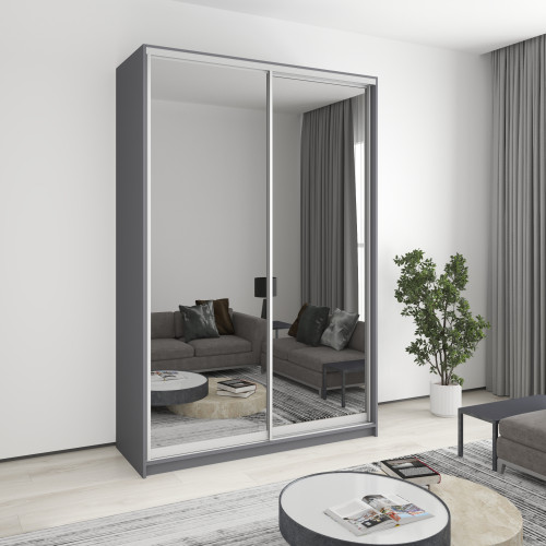 Two-door wardrobe MebelStar Standard AL 2 Mirrors 160x60x240 cm Anthracite (MBS-3867)