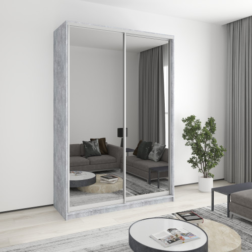 MebelStar Two-door wardrobe Combo AL 2 Mirrors Concrete, 160x45x240 cm (MBS-4169)