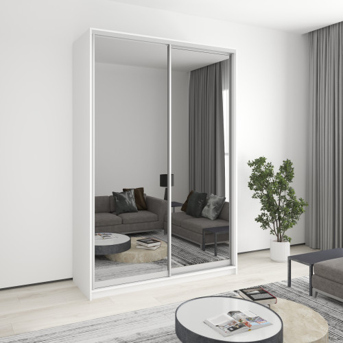 Шкаф-купе двухдверный MebelStar Стандарт AL 2 Зеркала 160x60x240 см Аляска белая (MBS-3858)