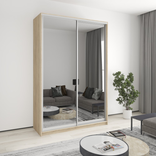 MebelStar Two-door wardrobe Combo AL 2 Mirrors Sonoma oak, 160x45x240 cm (MBS-4161)