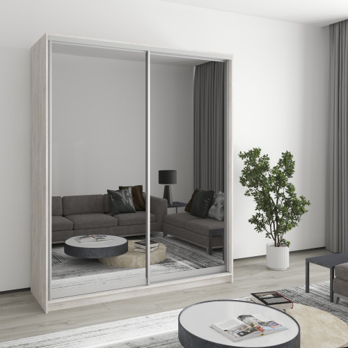 MebelStar Two-door wardrobe Combo AL 2 Mirrors Alaska gray, 170x45x210 cm (MBS-2792)
